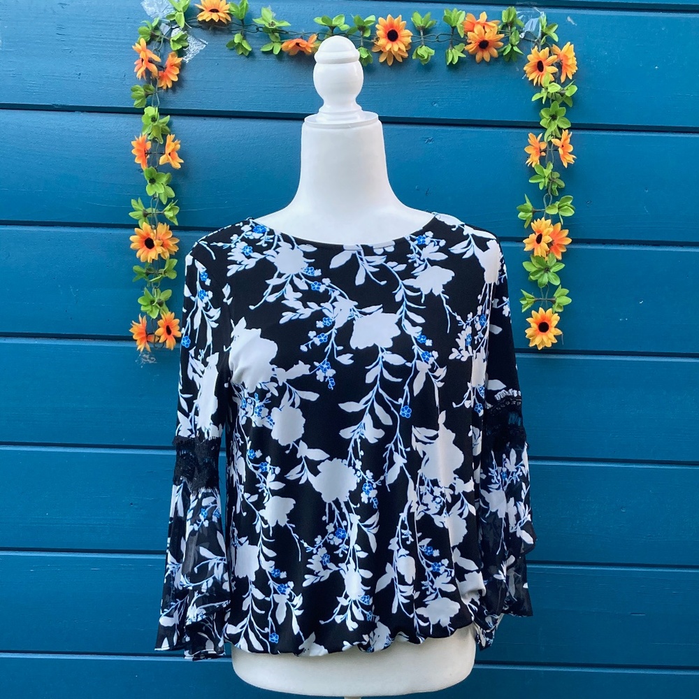 🌹Alfani Flower-Print Bell Sleeves